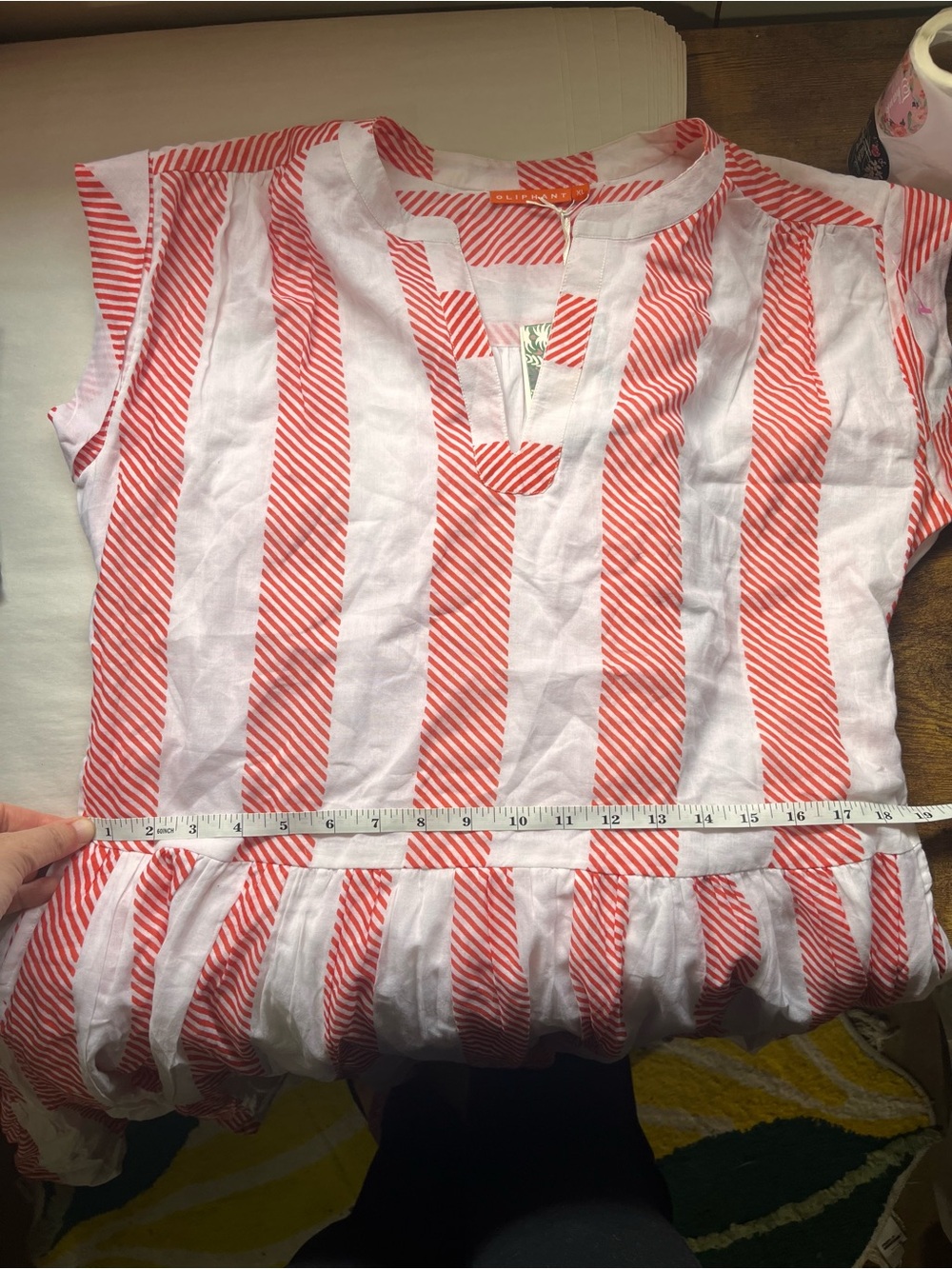 Oliphant NEW Coral and White Striped Tiered Mini Dress XL - Picture 13 of 14